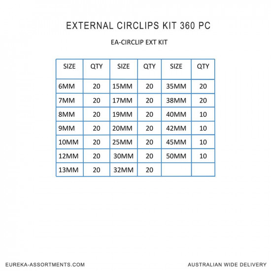 External Circlips Kit 360 pc
