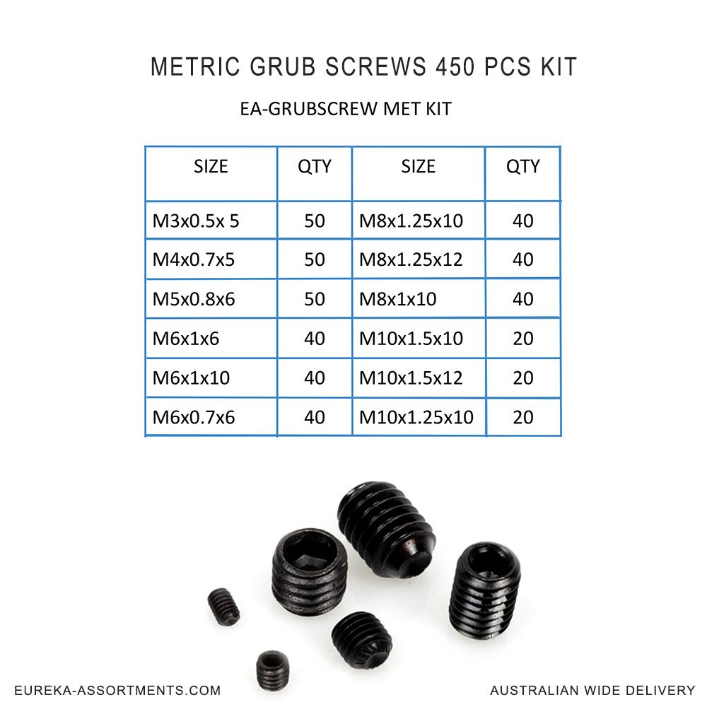 Eureka Assortments Metric Grub Screws Kit 450 Pcs