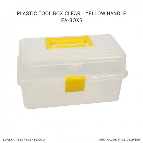 Plastic Tool Box Clear Yellow Handle Plastic Storage Boxes